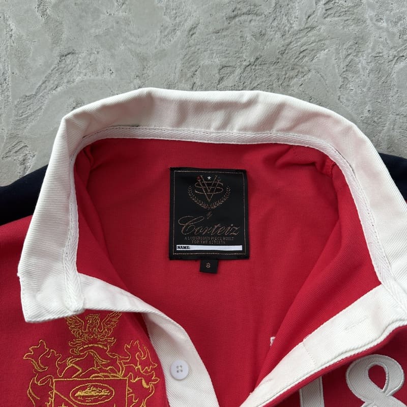 Camiseta Corteiz Paneled Rugby Polo Vermelha