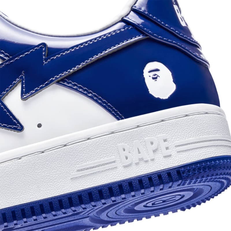 Bapesta patent leather white blue