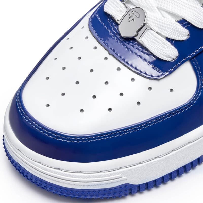 Bapesta patent leather white blue