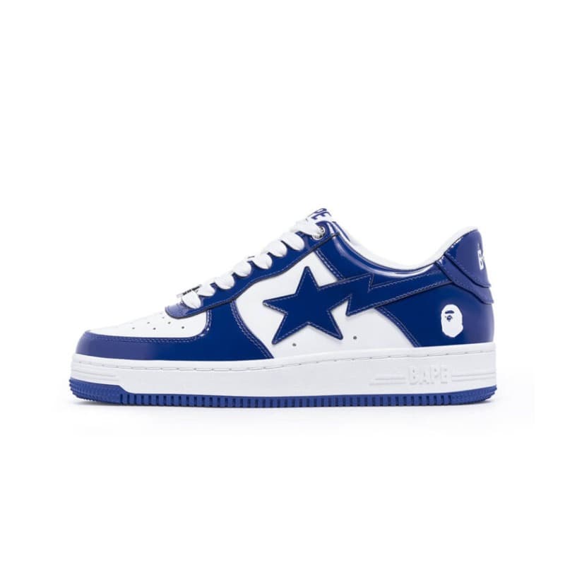 Bapesta patent leather white blue