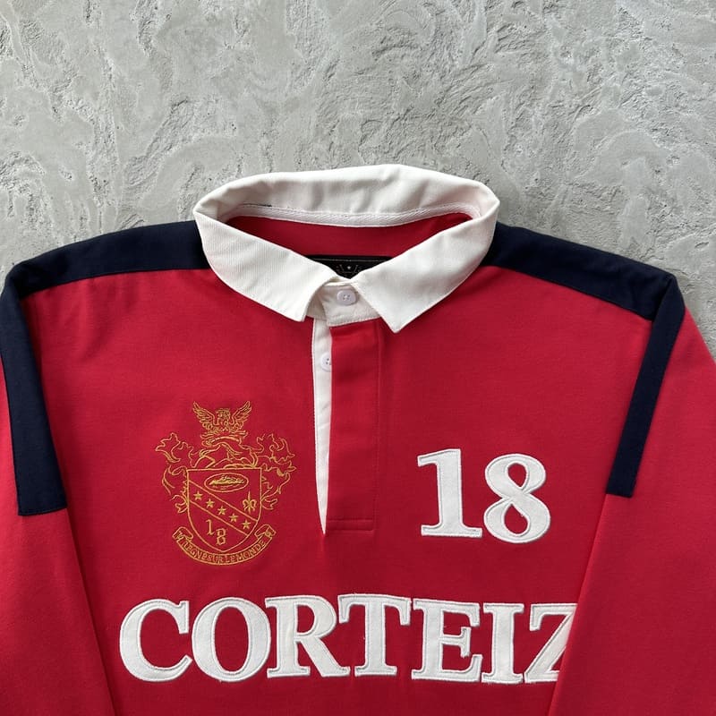 Camiseta Corteiz Paneled Rugby Polo Vermelha