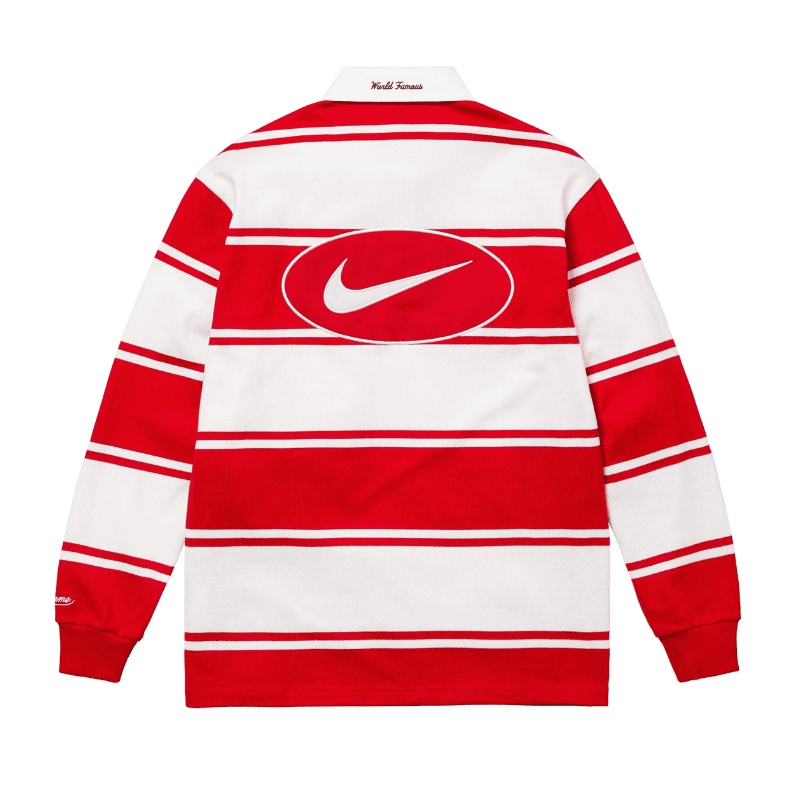 Camiseta Supreme x Nike Stripe Rugby Vermelha/Branca