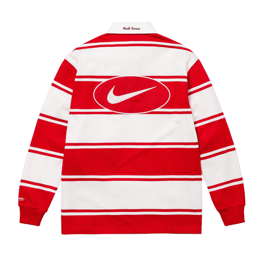 Camiseta Supreme x Nike Stripe Rugby Vermelha/Branca