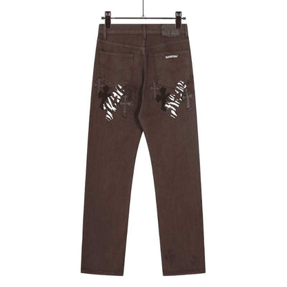 Calça Jeans Chrome Hearts Patches Cross Bown