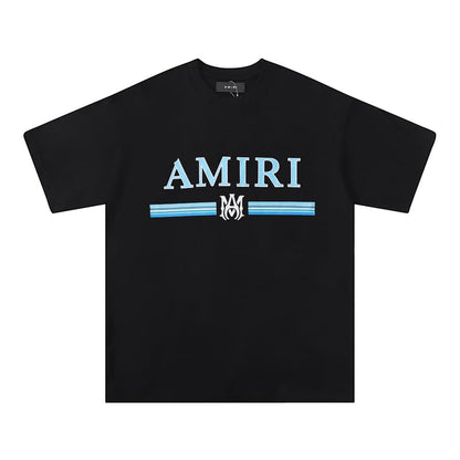 Camiseta Amiri Bar Logo Preto/Azul
