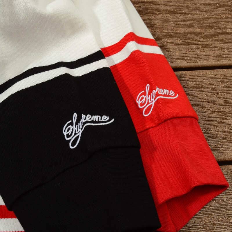 Camiseta Supreme x Nike Stripe Rugby Preta/Branca