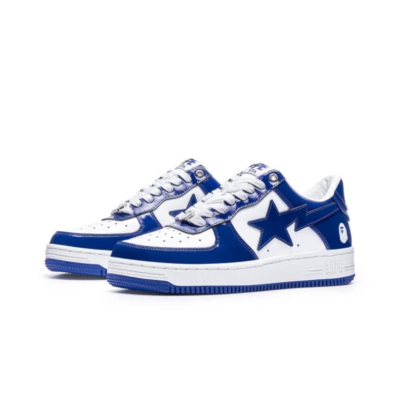Bapesta patent leather white blue