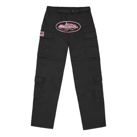 Calça Corteiz Cargo Preta e Rosa