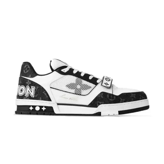 LV Trainer Low Velcro Strap Monogram Denim Black White