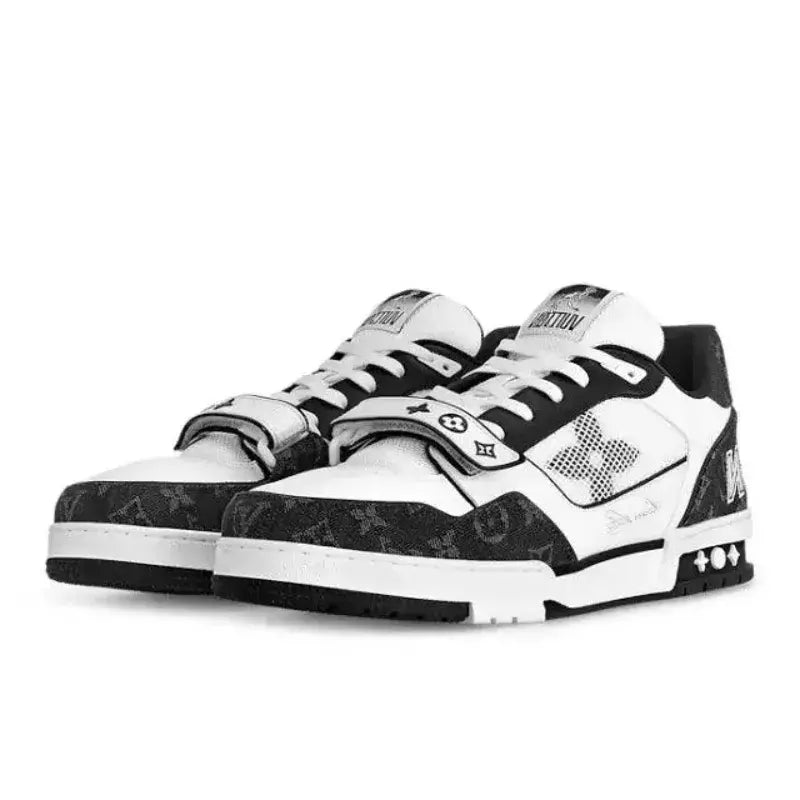 LV Trainer Low Velcro Strap Monogram Denim Black White