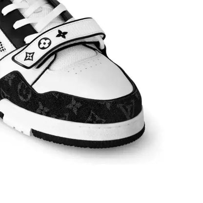 LV Trainer Low Velcro Strap Monogram Denim Black White