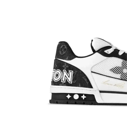 LV Trainer Low Velcro Strap Monogram Denim Black White