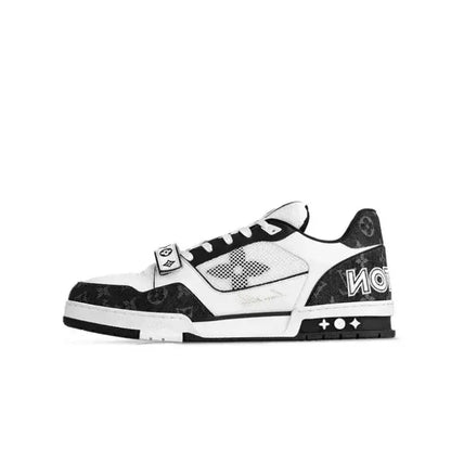LV Trainer Low Velcro Strap Monogram Denim Black White