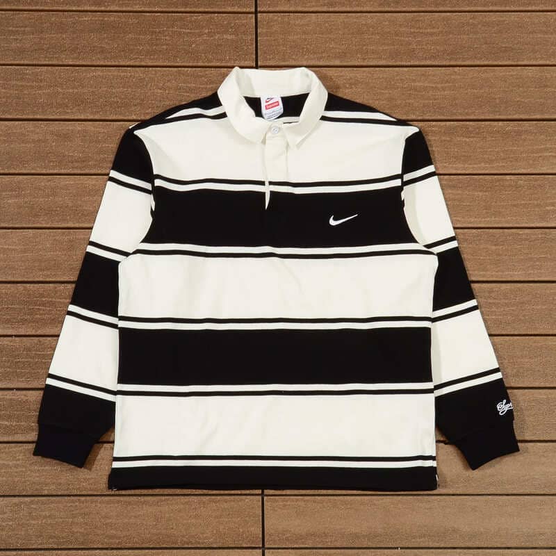 Camiseta Supreme x Nike Stripe Rugby Preta/Branca