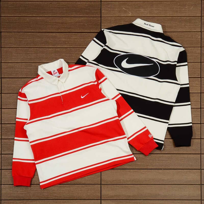 Camiseta Supreme x Nike Stripe Rugby Vermelha/Branca